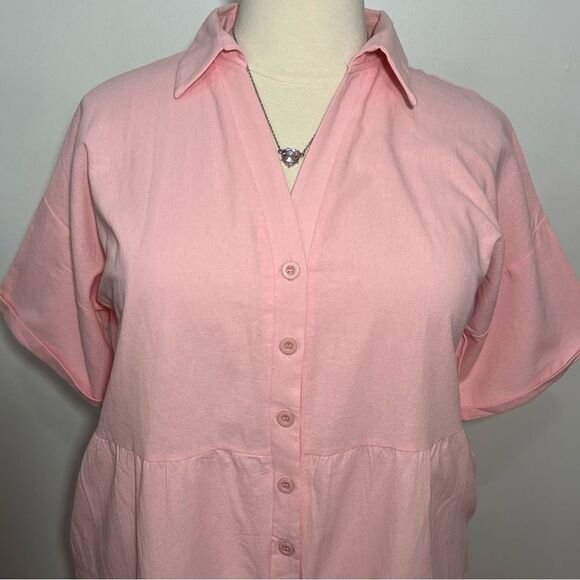 NWT Deepself Boutique Pink Button Front Linen‎ Romper/Shortie -- 2XL - Picture 6 of 12